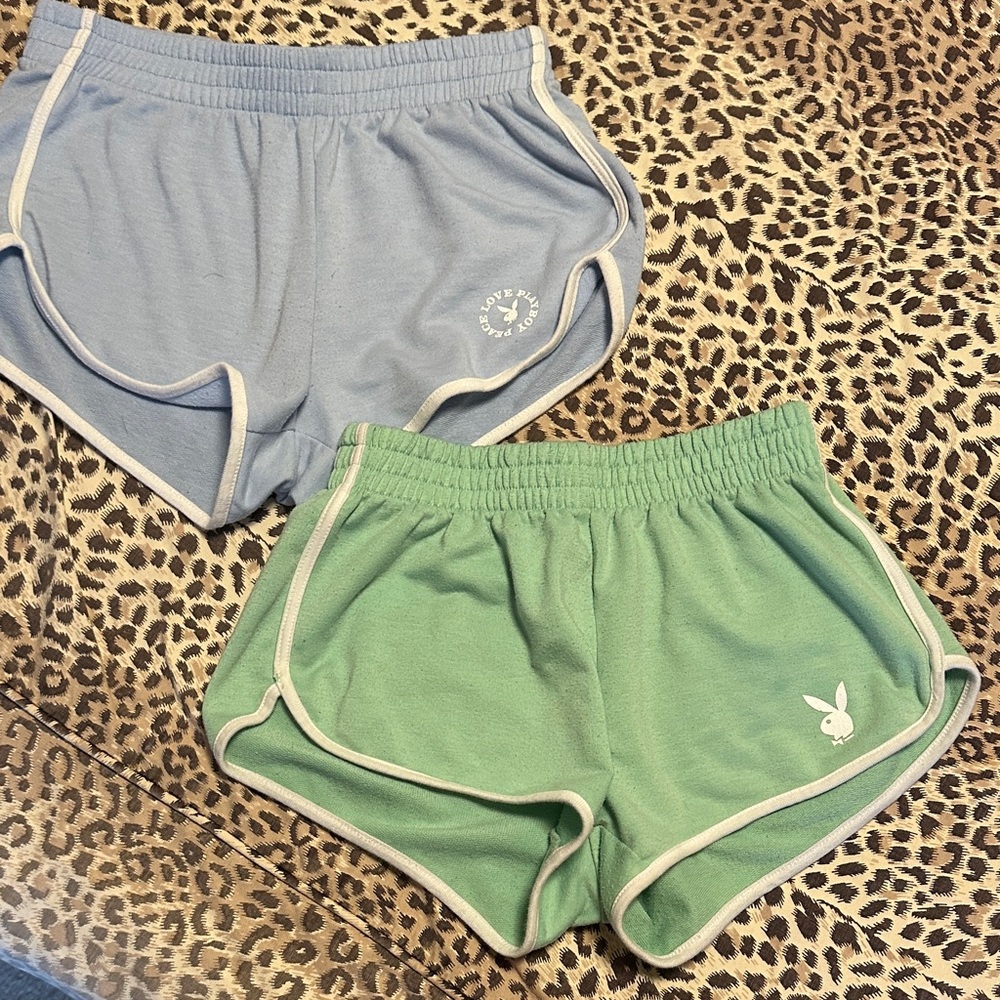 PLAYBOY Women's Athletic Shorts in Blue and Green